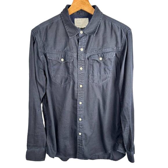 G Star Raw Mens Size Medium Arc 3D Long Sleeve Shirt Western Style Blue Chambray - Picture 1 of 12